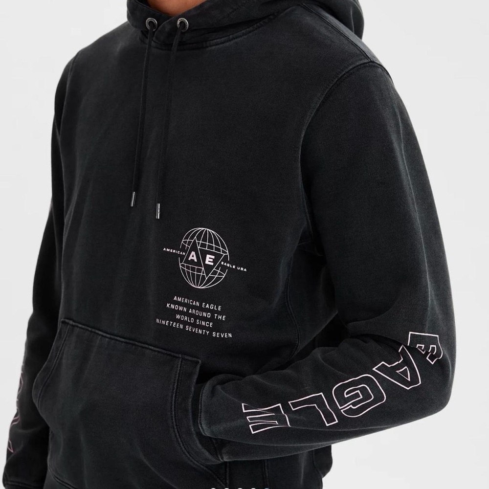 American Eagle Acid-Washed Graphic Hoodie